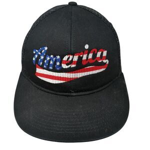 America Slideback Mesh Back Trucker Hat Black One Size Solid Pinnacle